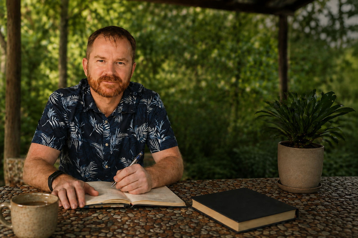 David Stirling — practical coaching outdoors, notebook and pen